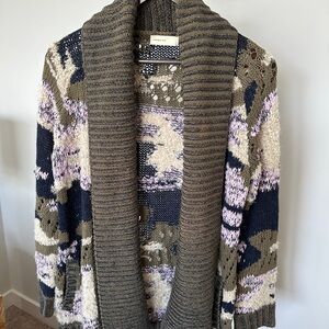 Anthropologie Sleeping on Snow Camo Cardigan